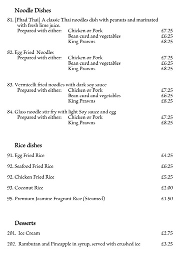 Rice, Noodles and Desserts